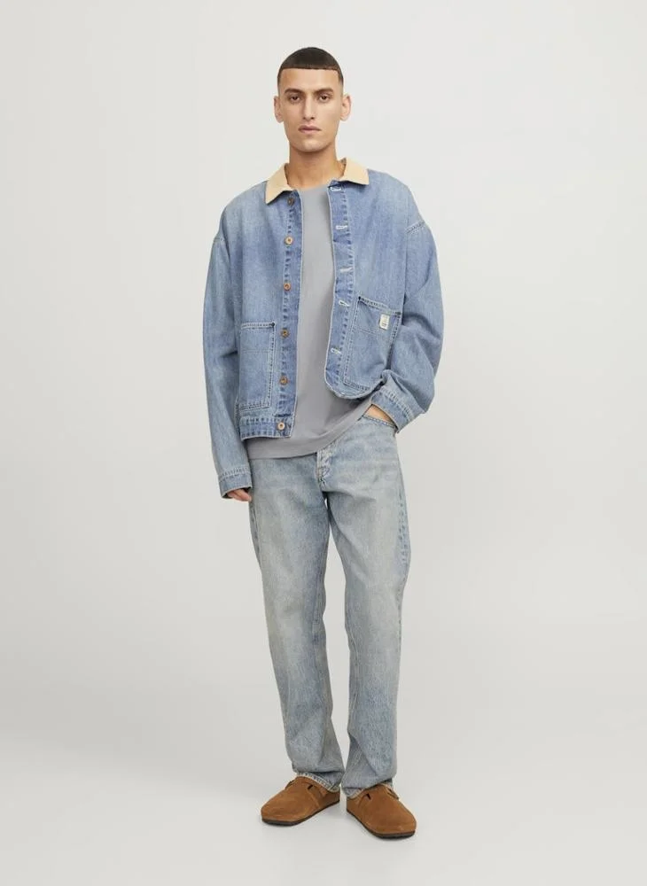 JACK & JONES Ultimate Grey Solid Crew Neck T-Shirt for Men | Best Price UAE